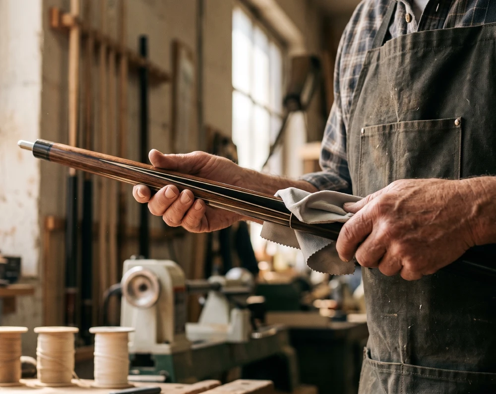 Person holding a pool cue